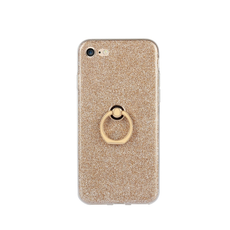 For iPhone 7 / 8 Glittery Powder Shockproof TPU Protective Case with Ring Holder