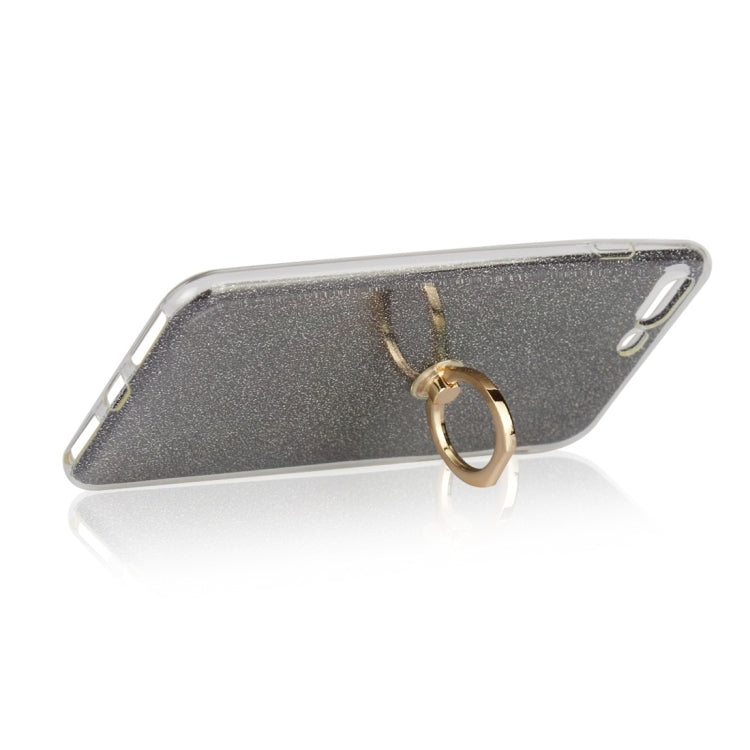 For iPhone 7 Plus / 8 Plus Glittery Powder Shockproof TPU Protective Case with Ring Holder