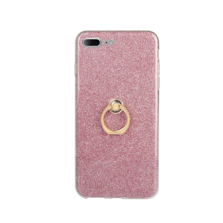 For iPhone 7 Plus / 8 Plus Glittery Powder Shockproof TPU Protective Case with Ring Holder