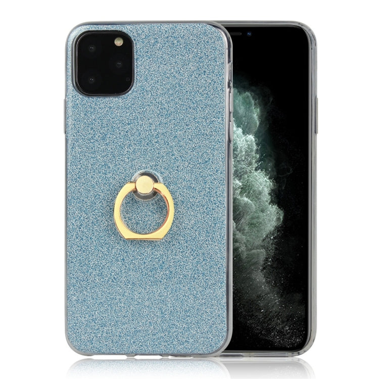 For iPhone 11 Pro Glittery Powder Shockproof TPU Protective Case with Ring Holder
