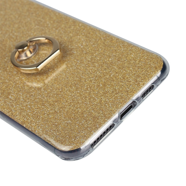 For iPhone 11 Pro Glittery Powder Shockproof TPU Protective Case with Ring Holder