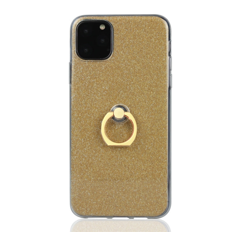 For iPhone 11 Glittery Powder Shockproof TPU Protective Case with Ring Holder