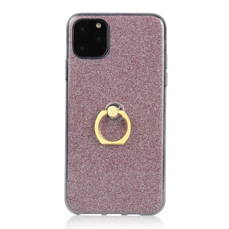 For iPhone 11 Pro Max Glittery Powder Shockproof TPU Protective Case with Ring Holder