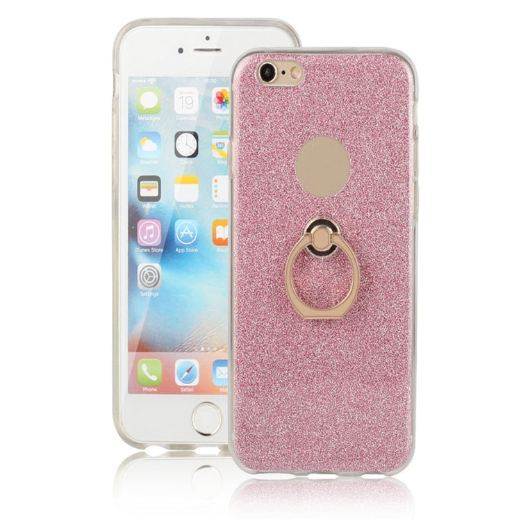 For iPhone 6 / 6s Glittery Powder Shockproof TPU Protective Case with Ring Holder