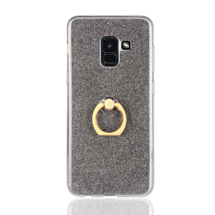 For Galaxy A8+ (2018) Glittery Powder Shockproof TPU Protective Case with Ring Holder