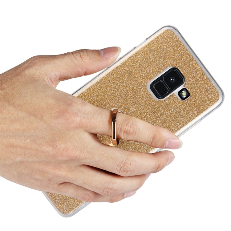 For Galaxy A8+ (2018) Glittery Powder Shockproof TPU Protective Case with Ring Holder