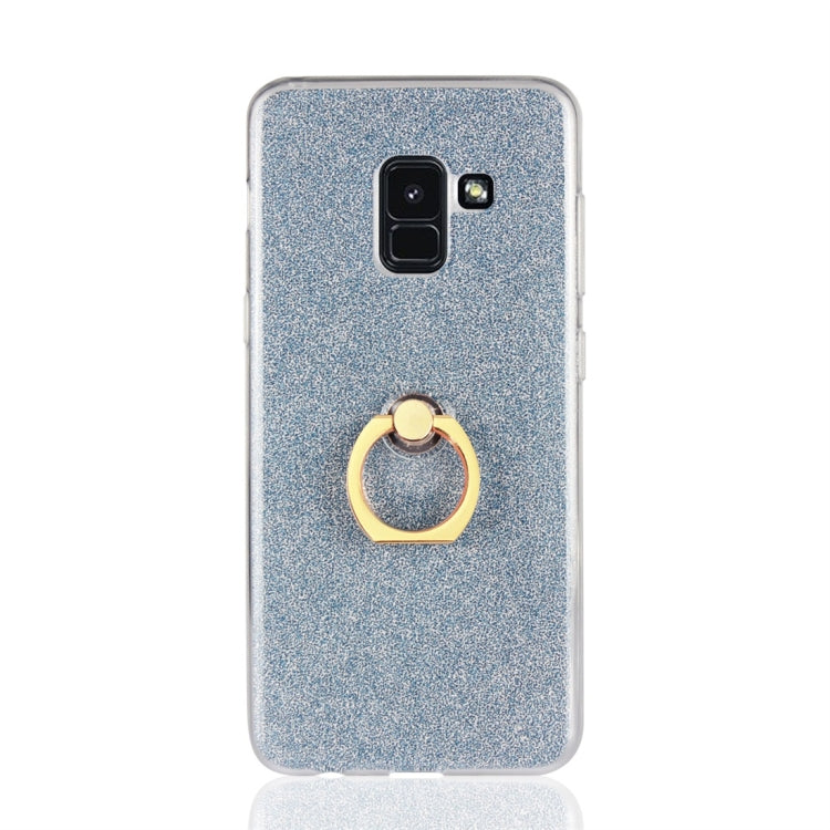 For Galaxy A8+ (2018) Glittery Powder Shockproof TPU Protective Case with Ring Holder