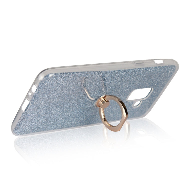 For Galaxy A8+ (2018) Glittery Powder Shockproof TPU Protective Case with Ring Holder