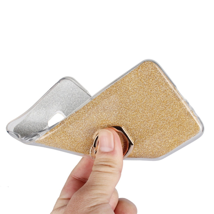 For Galaxy A8+ (2018) Glittery Powder Shockproof TPU Protective Case with Ring Holder
