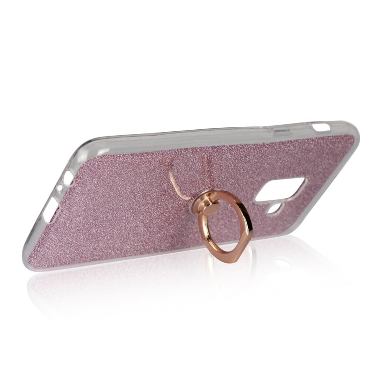 For Galaxy A8+ (2018) Glittery Powder Shockproof TPU Protective Case with Ring Holder