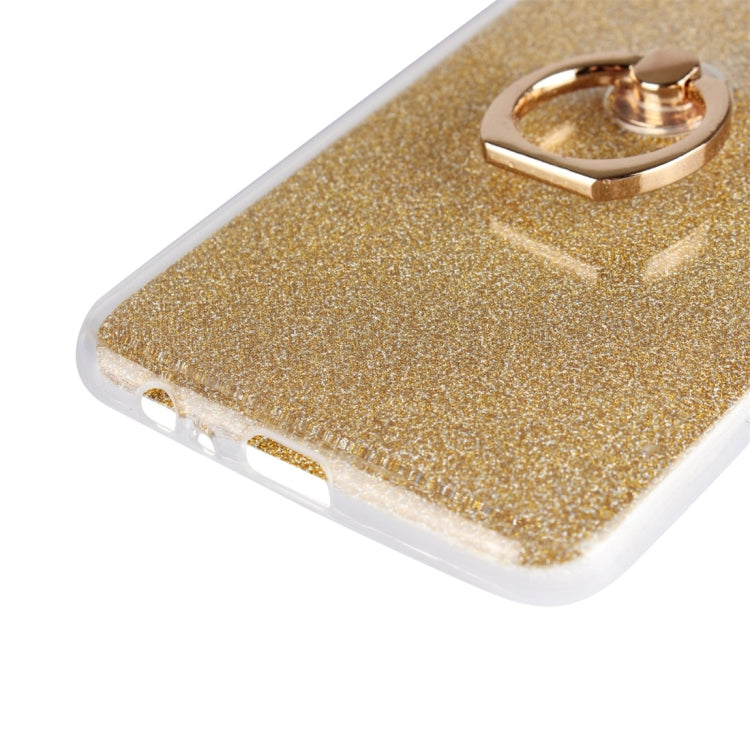 For Galaxy A8+ (2018) Glittery Powder Shockproof TPU Protective Case with Ring Holder