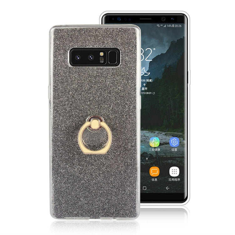 For Galaxy Note 8 Glittery Powder Shockproof TPU Protective Case with Ring Holder