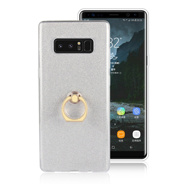 For Galaxy Note 8 Glittery Powder Shockproof TPU Protective Case with Ring Holder