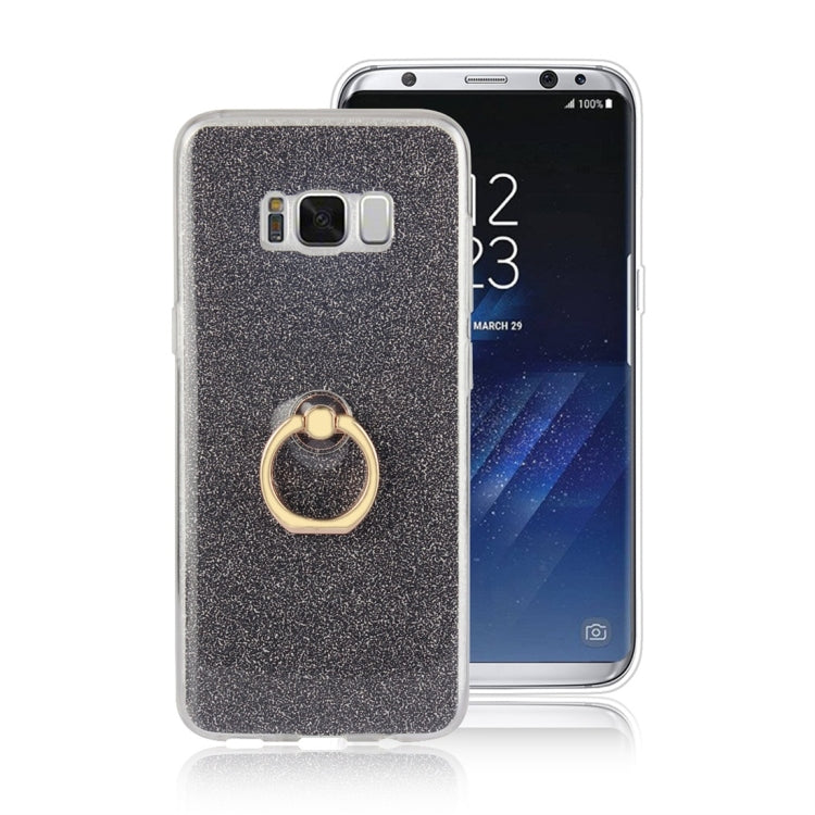 For Galaxy S8+ Glittery Powder Shockproof TPU Protective Case with Ring Holder