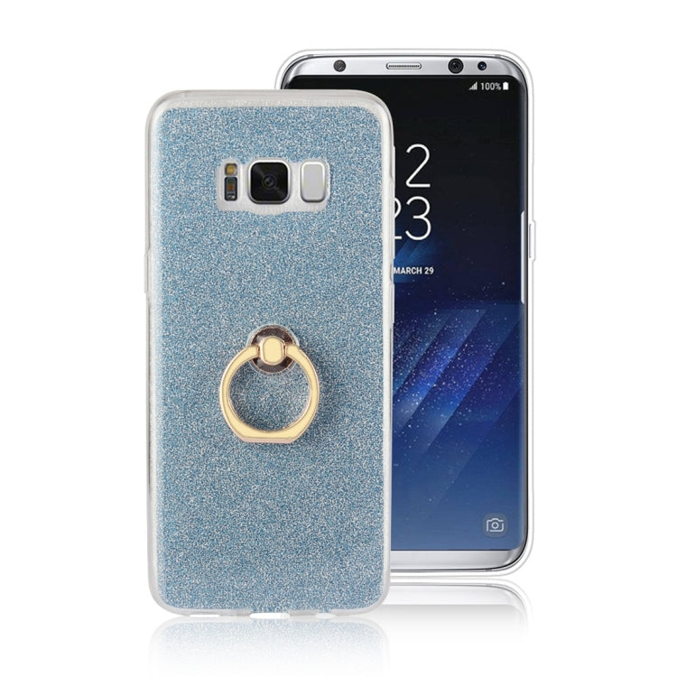 For Galaxy S8+ Glittery Powder Shockproof TPU Protective Case with Ring Holder
