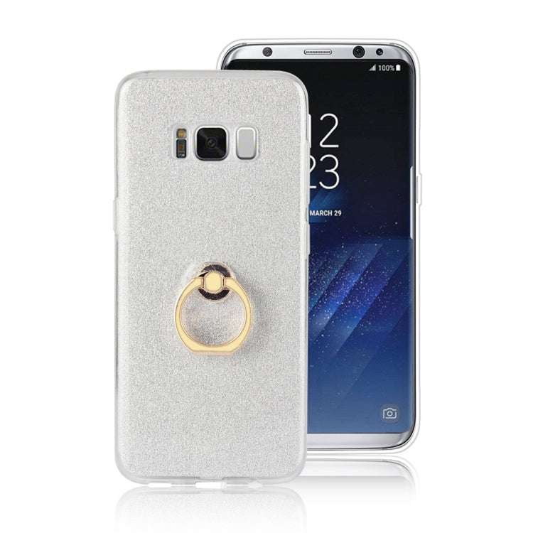 For Galaxy S8+ Glittery Powder Shockproof TPU Protective Case with Ring Holder