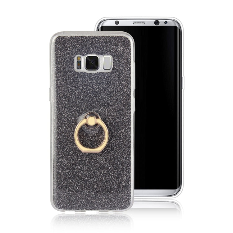 For Galaxy S8 Glittery Powder Shockproof TPU Protective Case with Ring Holder