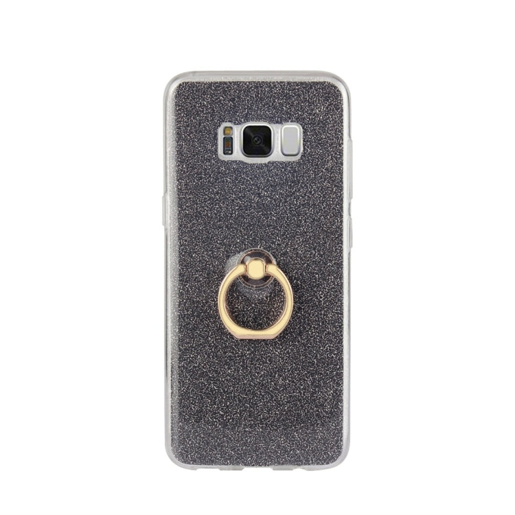 For Galaxy S8 Glittery Powder Shockproof TPU Protective Case with Ring Holder