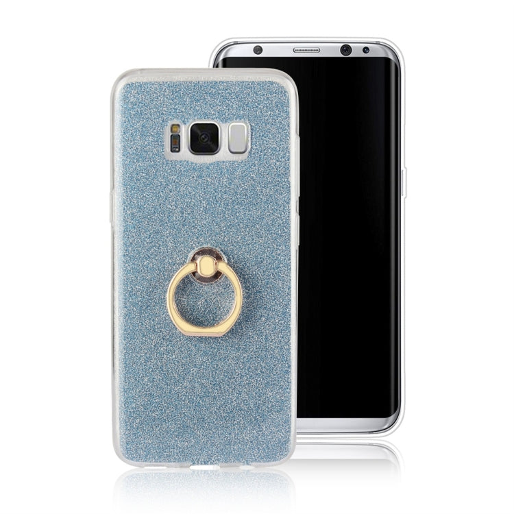 For Galaxy S8 Glittery Powder Shockproof TPU Protective Case with Ring Holder