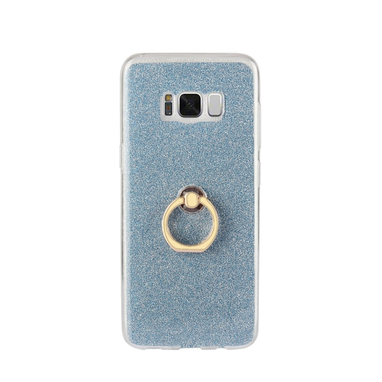 For Galaxy S8 Glittery Powder Shockproof TPU Protective Case with Ring Holder
