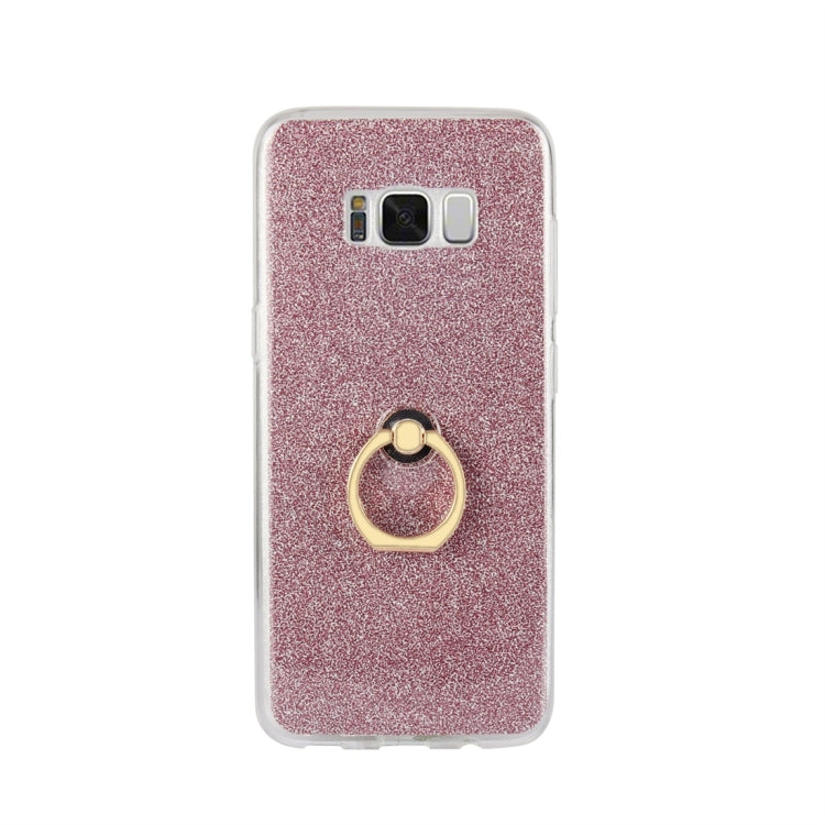 For Galaxy S8 Glittery Powder Shockproof TPU Protective Case with Ring Holder