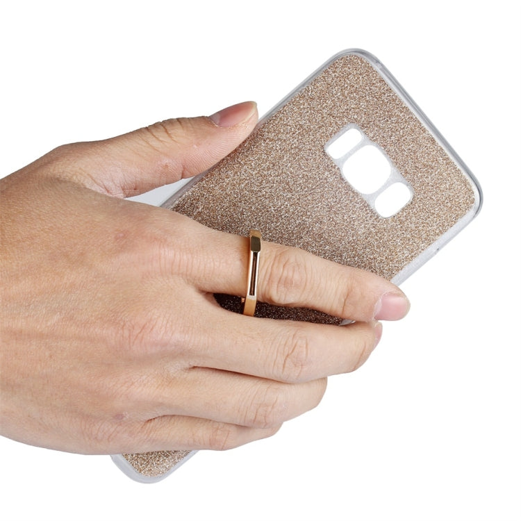 For Galaxy S8 Glittery Powder Shockproof TPU Protective Case with Ring Holder