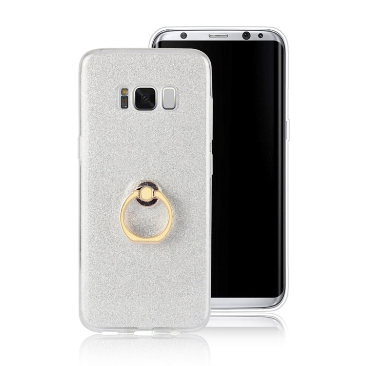 For Galaxy S8 Glittery Powder Shockproof TPU Protective Case with Ring Holder
