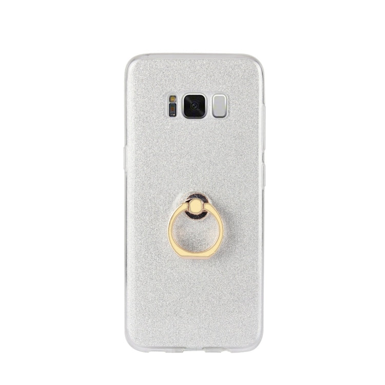 For Galaxy S8 Glittery Powder Shockproof TPU Protective Case with Ring Holder