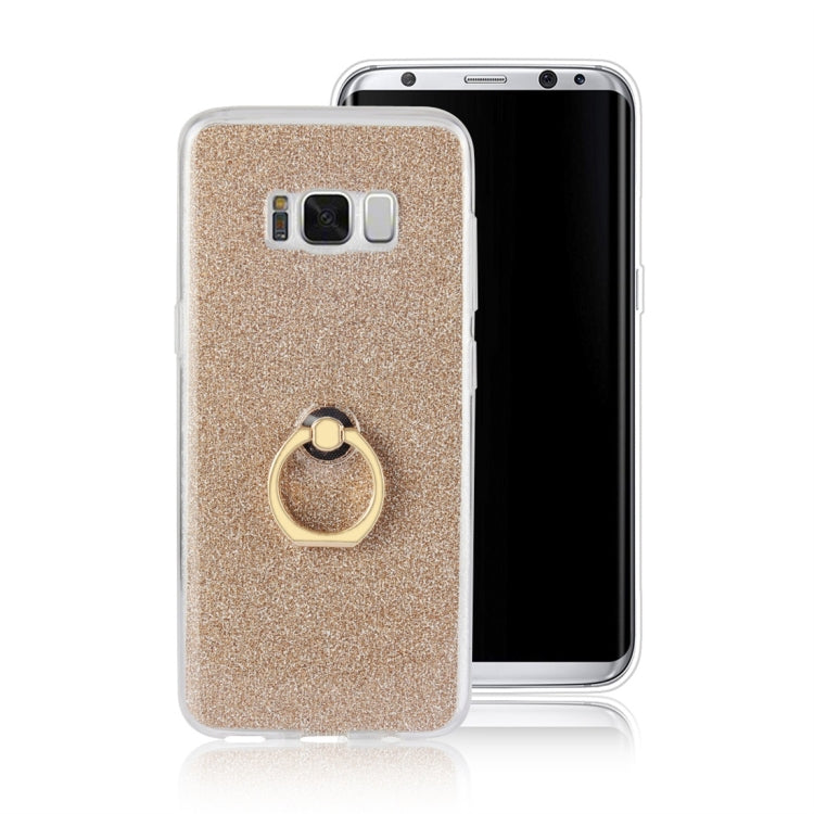 For Galaxy S8 Glittery Powder Shockproof TPU Protective Case with Ring Holder