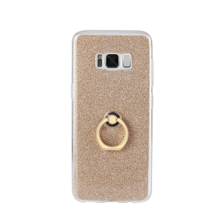 For Galaxy S8 Glittery Powder Shockproof TPU Protective Case with Ring Holder