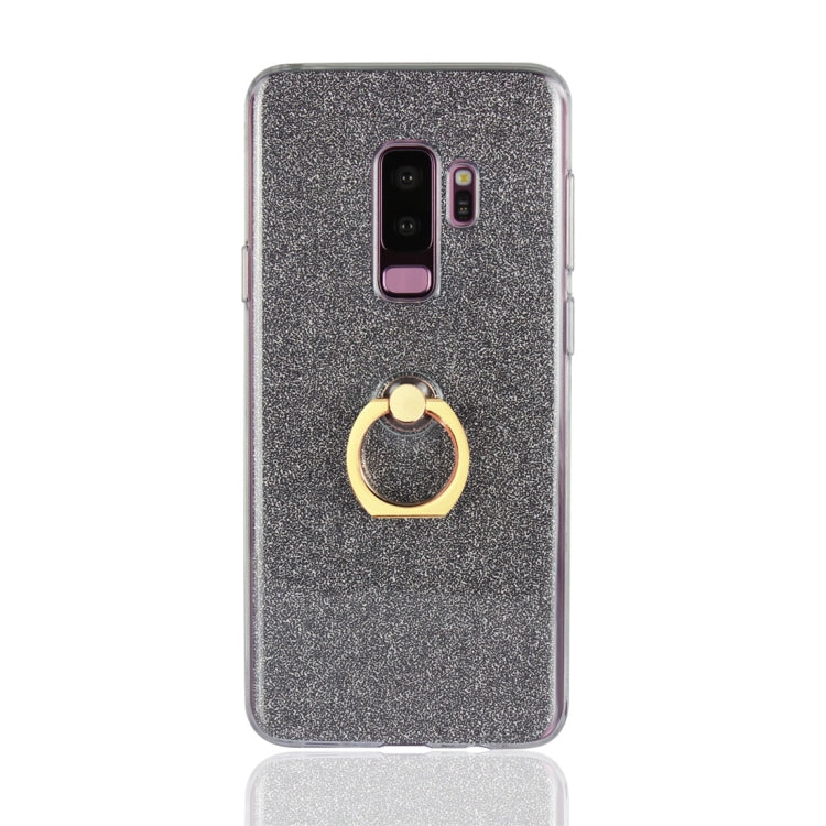 For Galaxy S9+ Glittery Powder Shockproof TPU Protective Case with Ring Holder