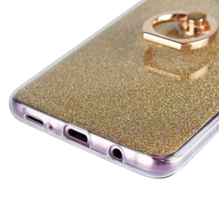 For Galaxy S9+ Glittery Powder Shockproof TPU Protective Case with Ring Holder