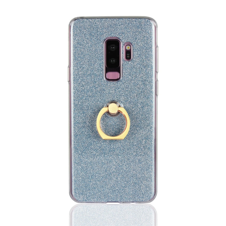 For Galaxy S9+ Glittery Powder Shockproof TPU Protective Case with Ring Holder