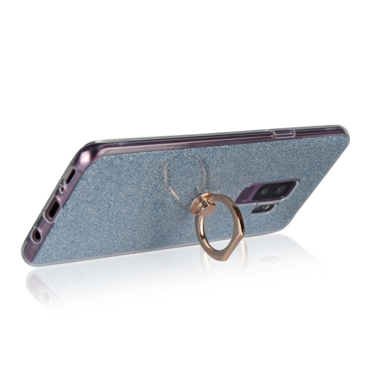 For Galaxy S9+ Glittery Powder Shockproof TPU Protective Case with Ring Holder
