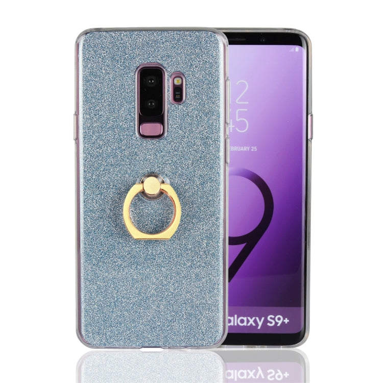 For Galaxy S9+ Glittery Powder Shockproof TPU Protective Case with Ring Holder