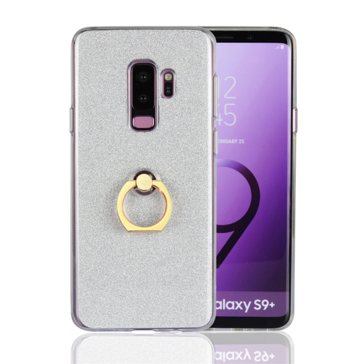 For Galaxy S9+ Glittery Powder Shockproof TPU Protective Case with Ring Holder