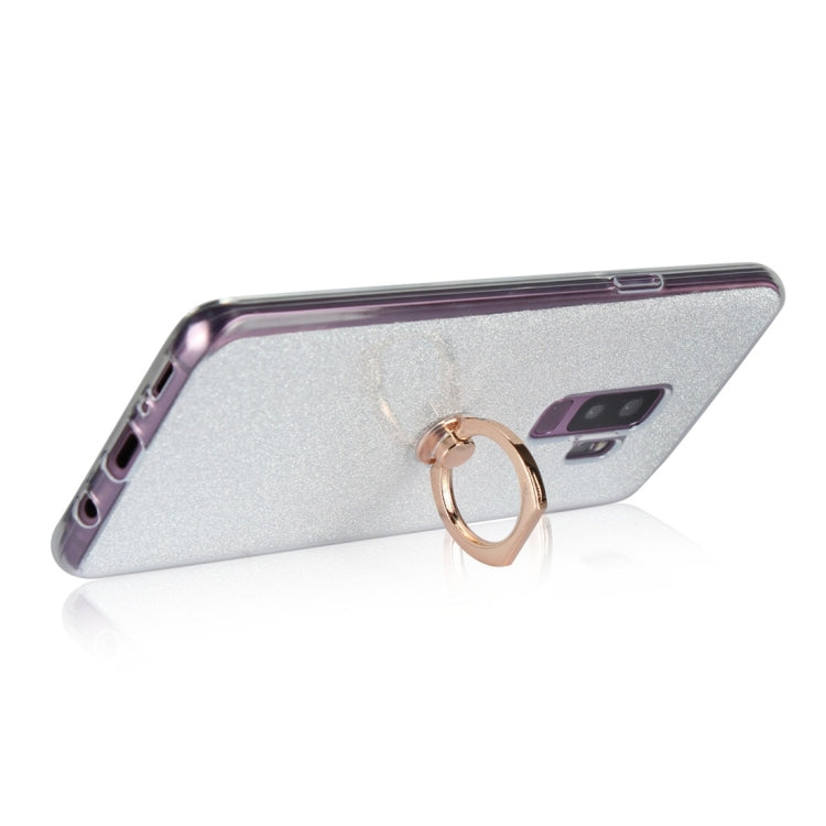For Galaxy S9+ Glittery Powder Shockproof TPU Protective Case with Ring Holder