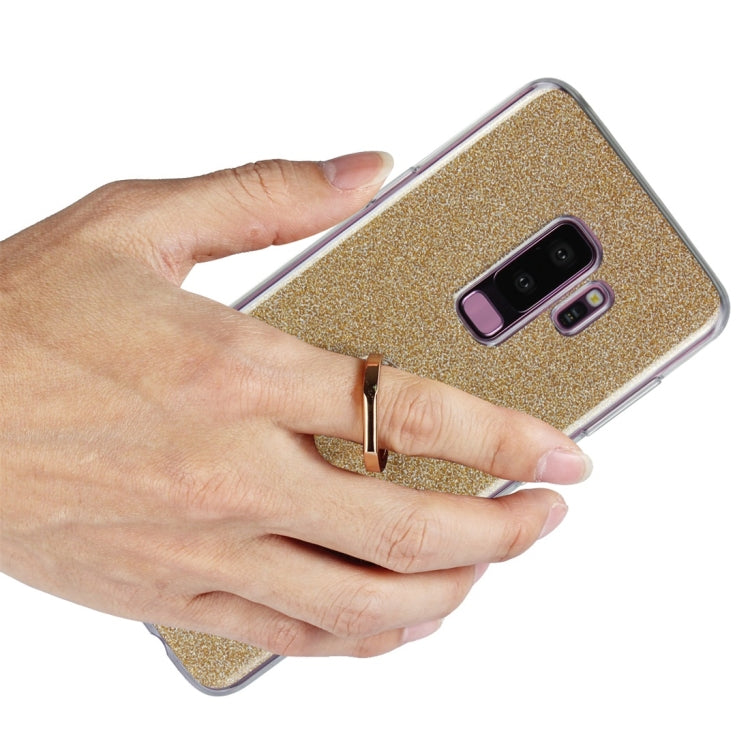 For Galaxy S9+ Glittery Powder Shockproof TPU Protective Case with Ring Holder