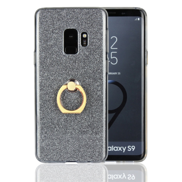 For Galaxy S9 Glittery Powder Shockproof TPU Protective Case with Ring Holder
