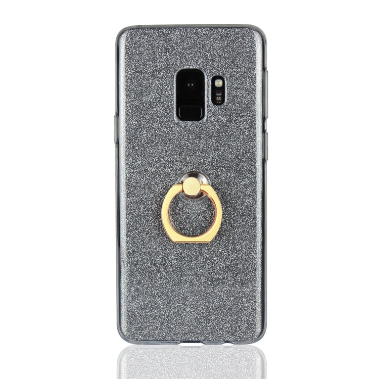 For Galaxy S9 Glittery Powder Shockproof TPU Protective Case with Ring Holder