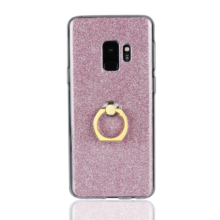 For Galaxy S9 Glittery Powder Shockproof TPU Protective Case with Ring Holder