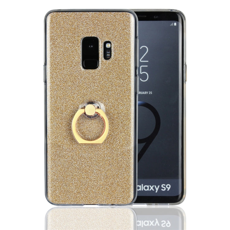 For Galaxy S9 Glittery Powder Shockproof TPU Protective Case with Ring Holder