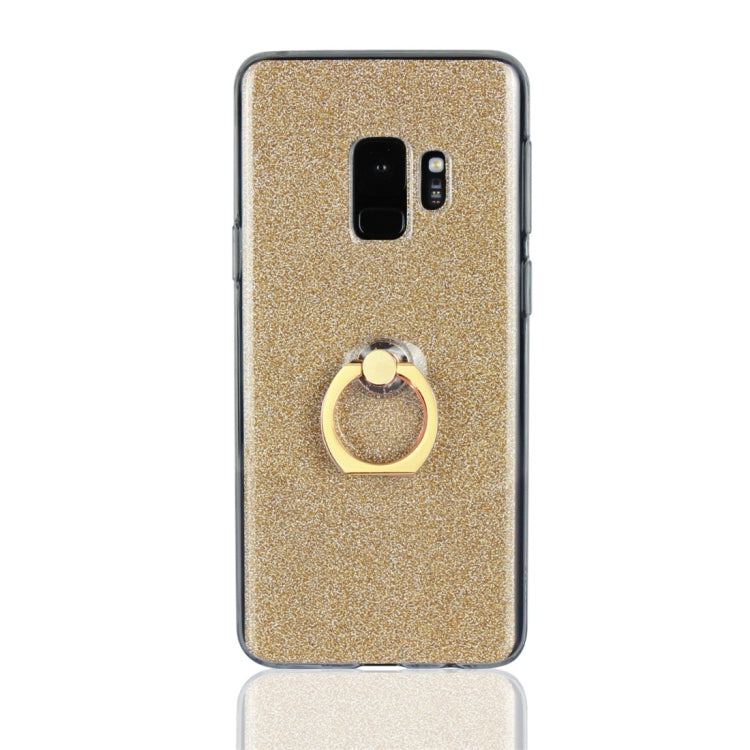 For Galaxy S9 Glittery Powder Shockproof TPU Protective Case with Ring Holder
