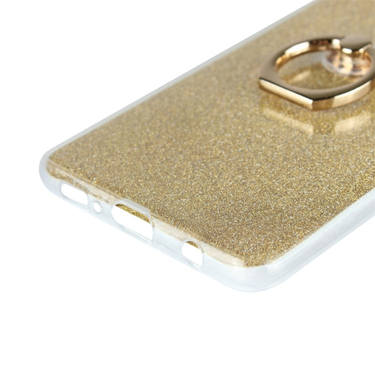 For Galaxy S10 Glittery Powder Shockproof TPU Protective Case with Ring Holder