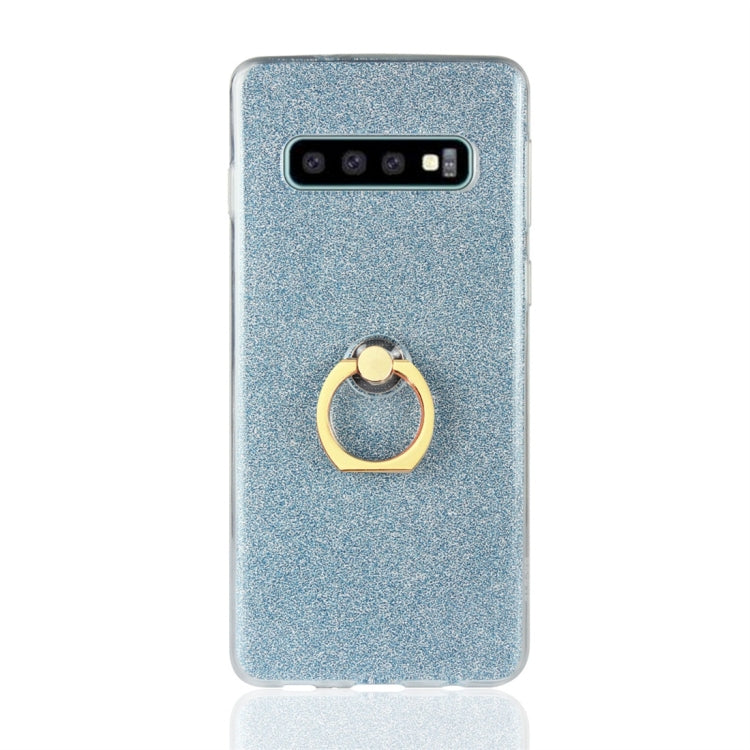 For Galaxy S10e Glittery Powder Shockproof TPU Protective Case with Ring Holder
