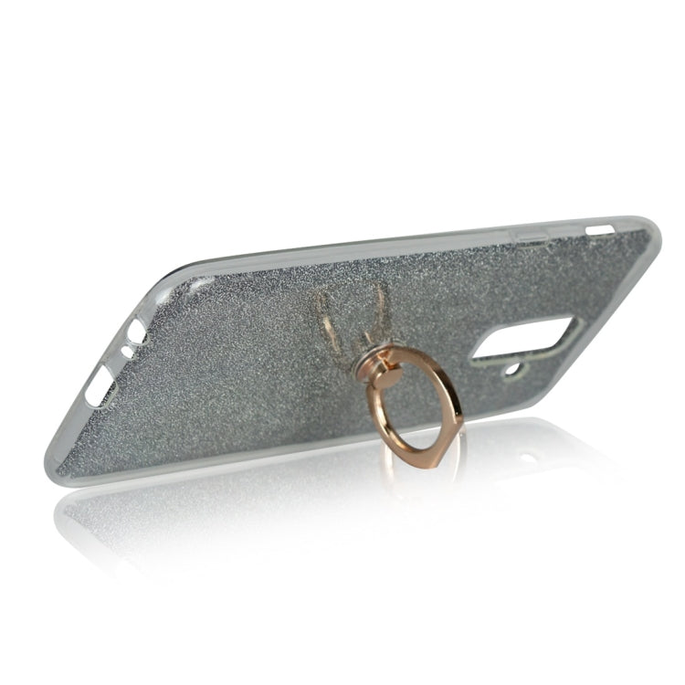 For Galaxy A6+ (2018) Glittery Powder Shockproof TPU Protective Case with Ring Holder