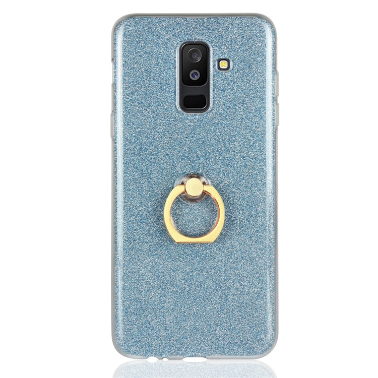 For Galaxy A6+ (2018) Glittery Powder Shockproof TPU Protective Case with Ring Holder