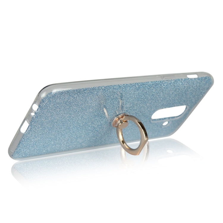For Galaxy A6+ (2018) Glittery Powder Shockproof TPU Protective Case with Ring Holder