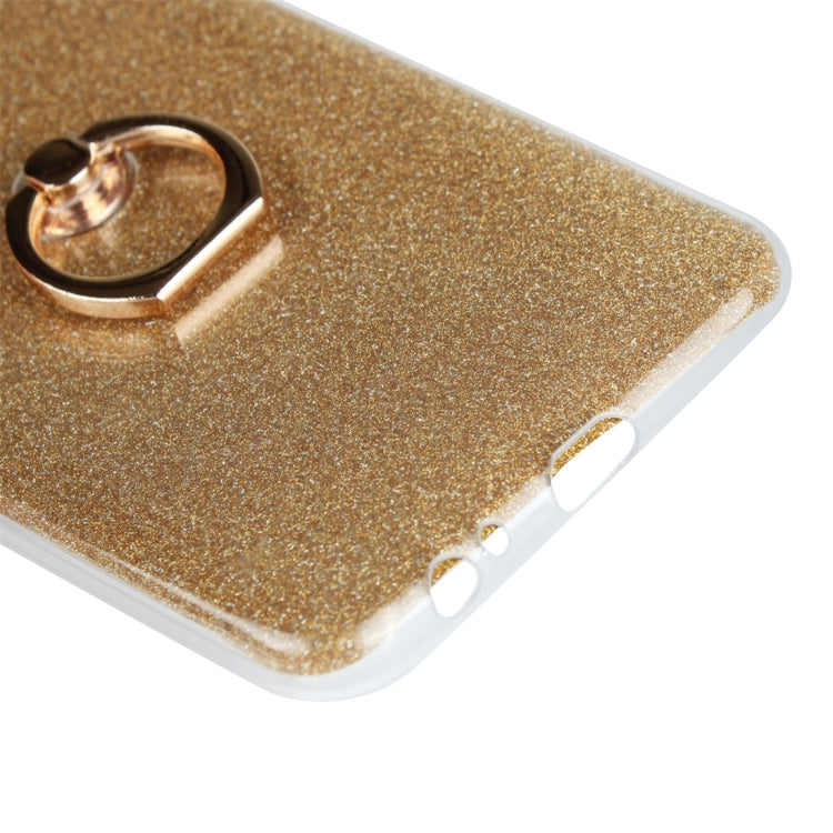 For Galaxy A6+ (2018) Glittery Powder Shockproof TPU Protective Case with Ring Holder