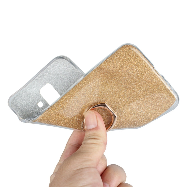 For Galaxy A6+ (2018) Glittery Powder Shockproof TPU Protective Case with Ring Holder